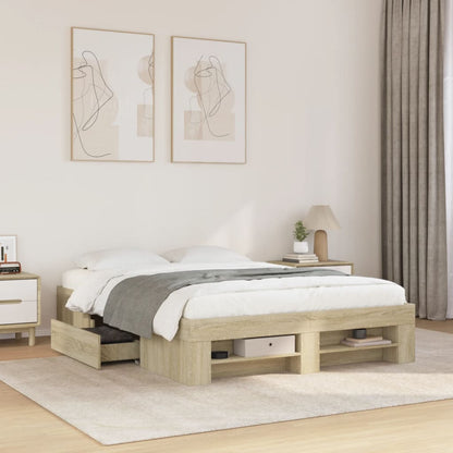 Bedframe bewerkt hout sonoma eikenkleurig 140x190 cm