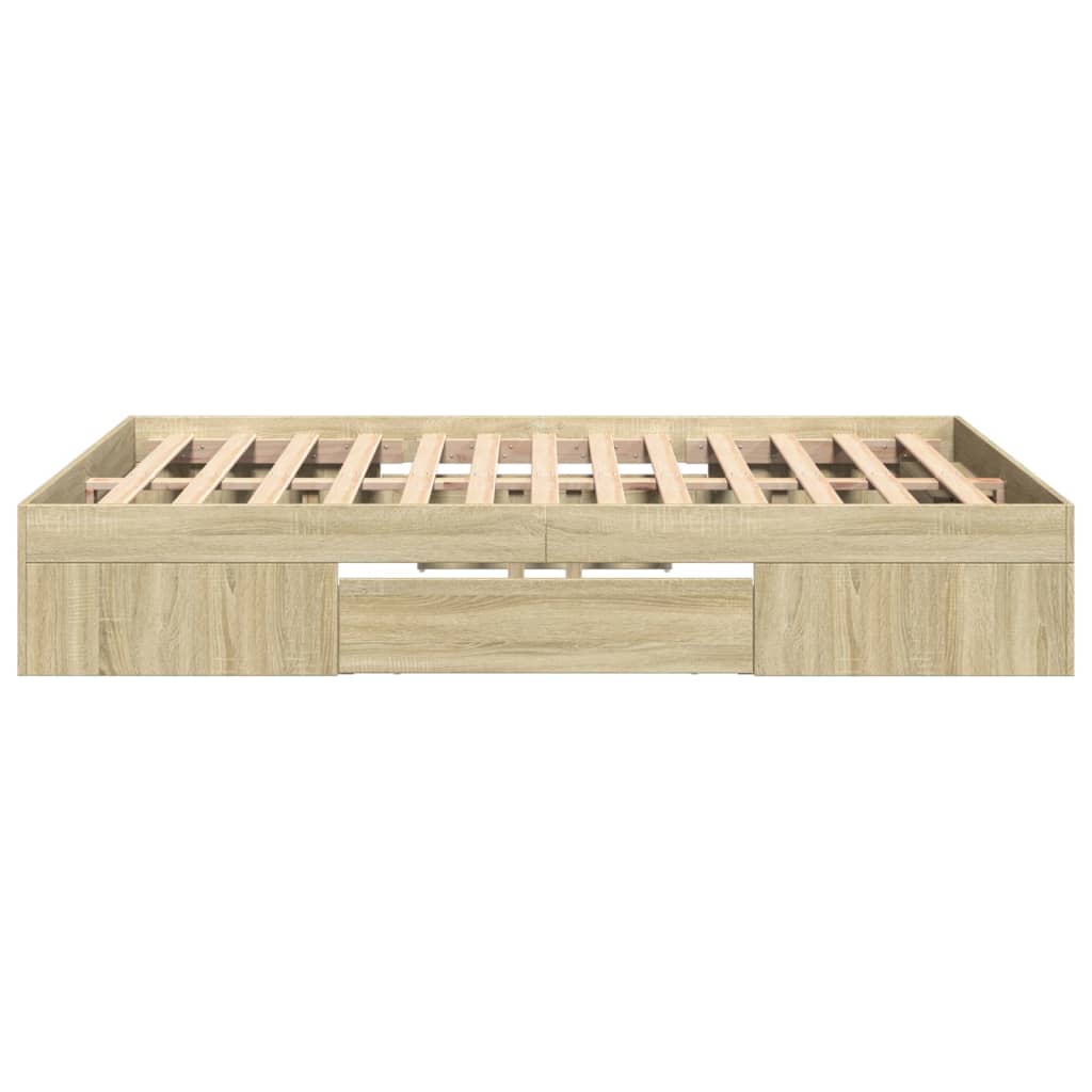 Bedframe bewerkt hout sonoma eikenkleurig 140x190 cm