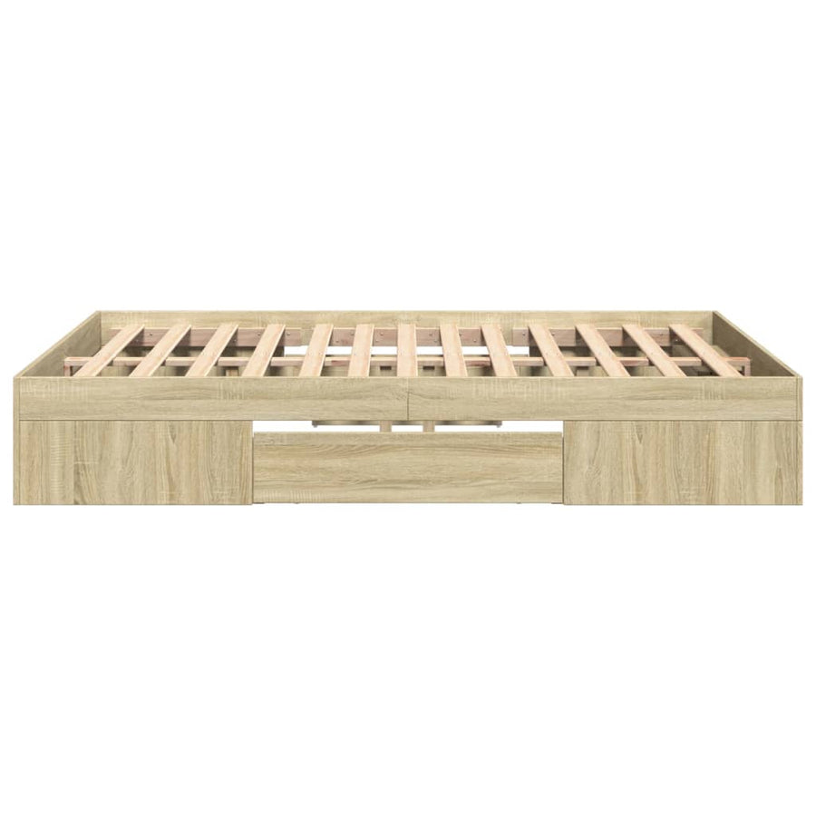 Bedframe bewerkt hout sonoma eikenkleurig 140x190 cm