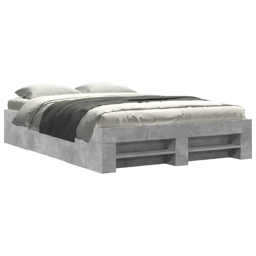 Bedframe bewerkt hout betongrijs 140x190 cm