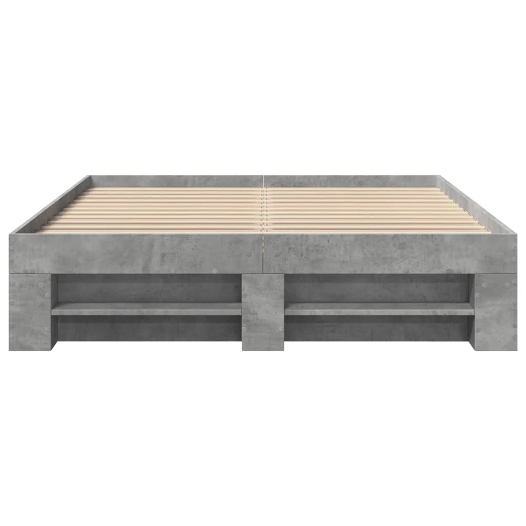 Bedframe bewerkt hout betongrijs 140x190 cm