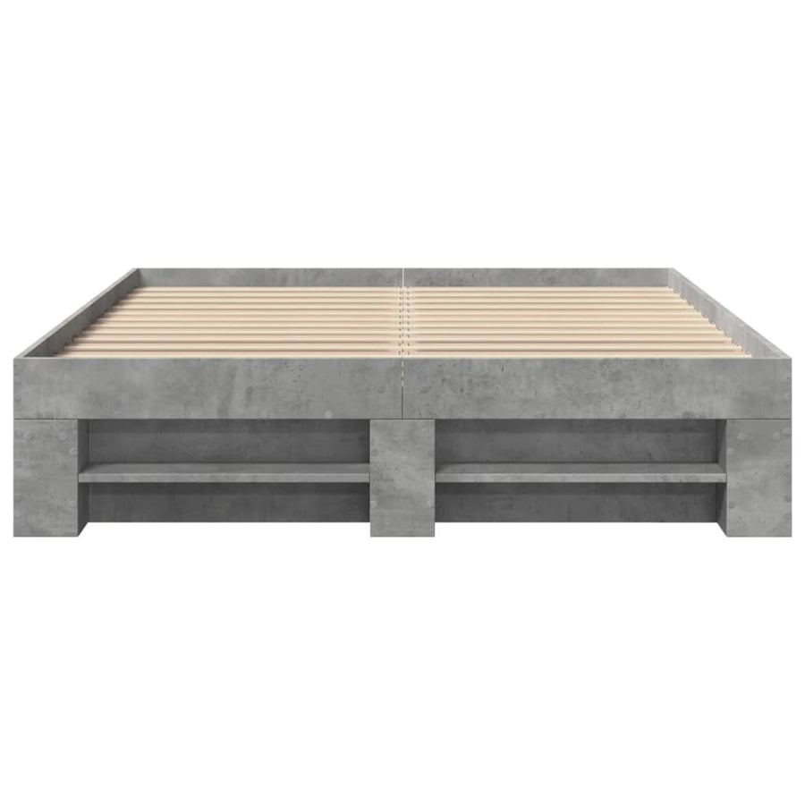 Bedframe bewerkt hout betongrijs 140x190 cm