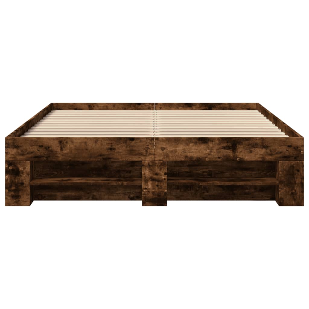 Bedframe bewerkt hout gerookt eikenkleurig 140x190 cm