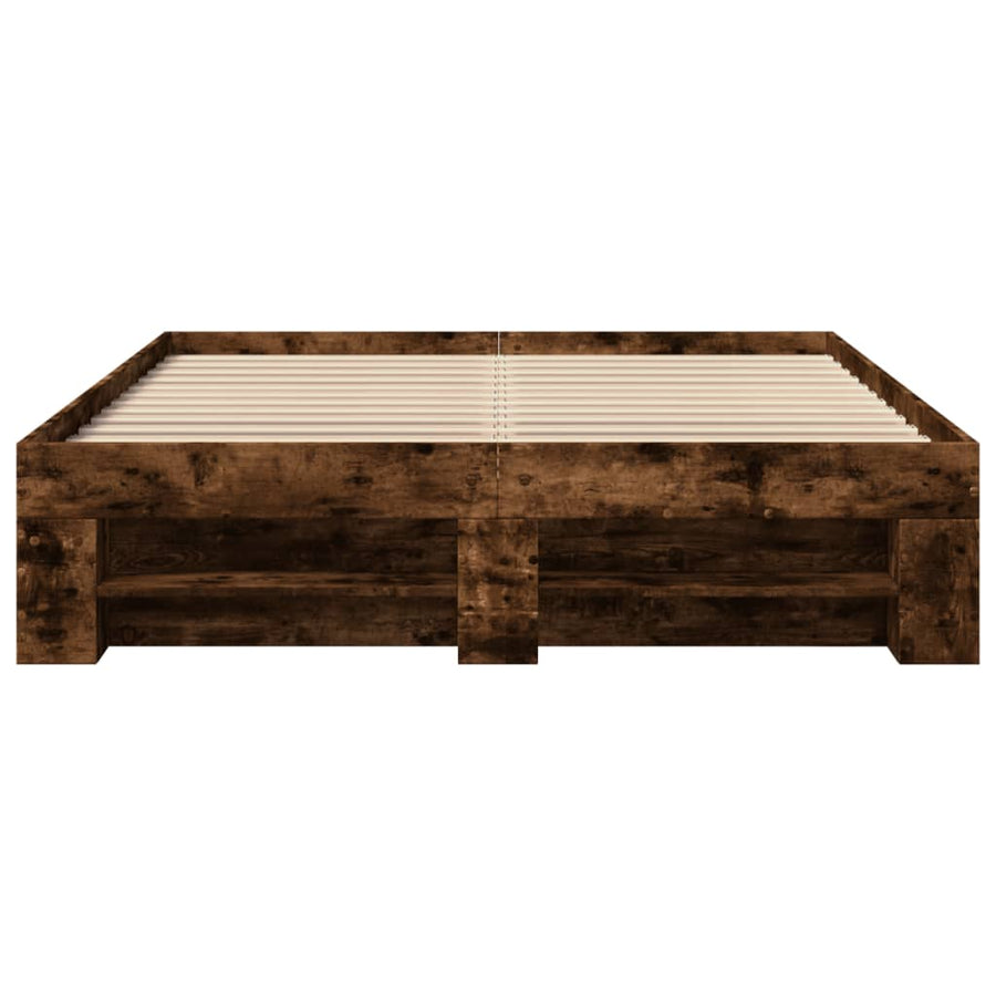 Bedframe bewerkt hout gerookt eikenkleurig 140x190 cm