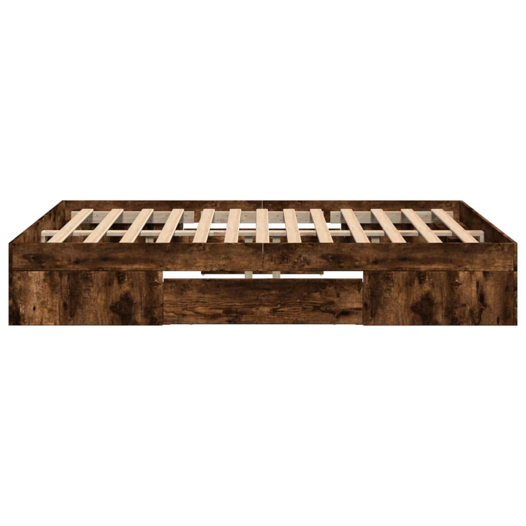 Bedframe bewerkt hout gerookt eikenkleurig 140x190 cm