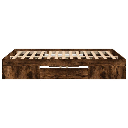 Bedframe bewerkt hout gerookt eikenkleurig 140x190 cm