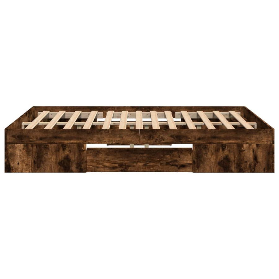 Bedframe bewerkt hout gerookt eikenkleurig 140x190 cm