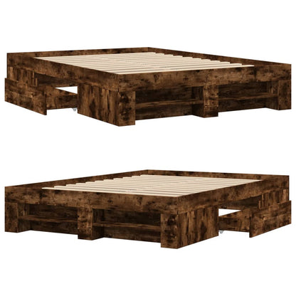 Bedframe bewerkt hout gerookt eikenkleurig 140x190 cm