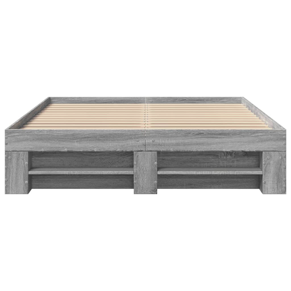 Bedframe bewerkt hout grijs sonoma eikenkleurig 140x190 cm