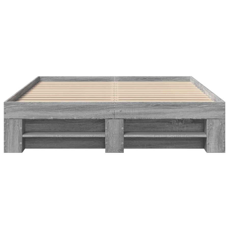 Bedframe bewerkt hout grijs sonoma eikenkleurig 140x190 cm