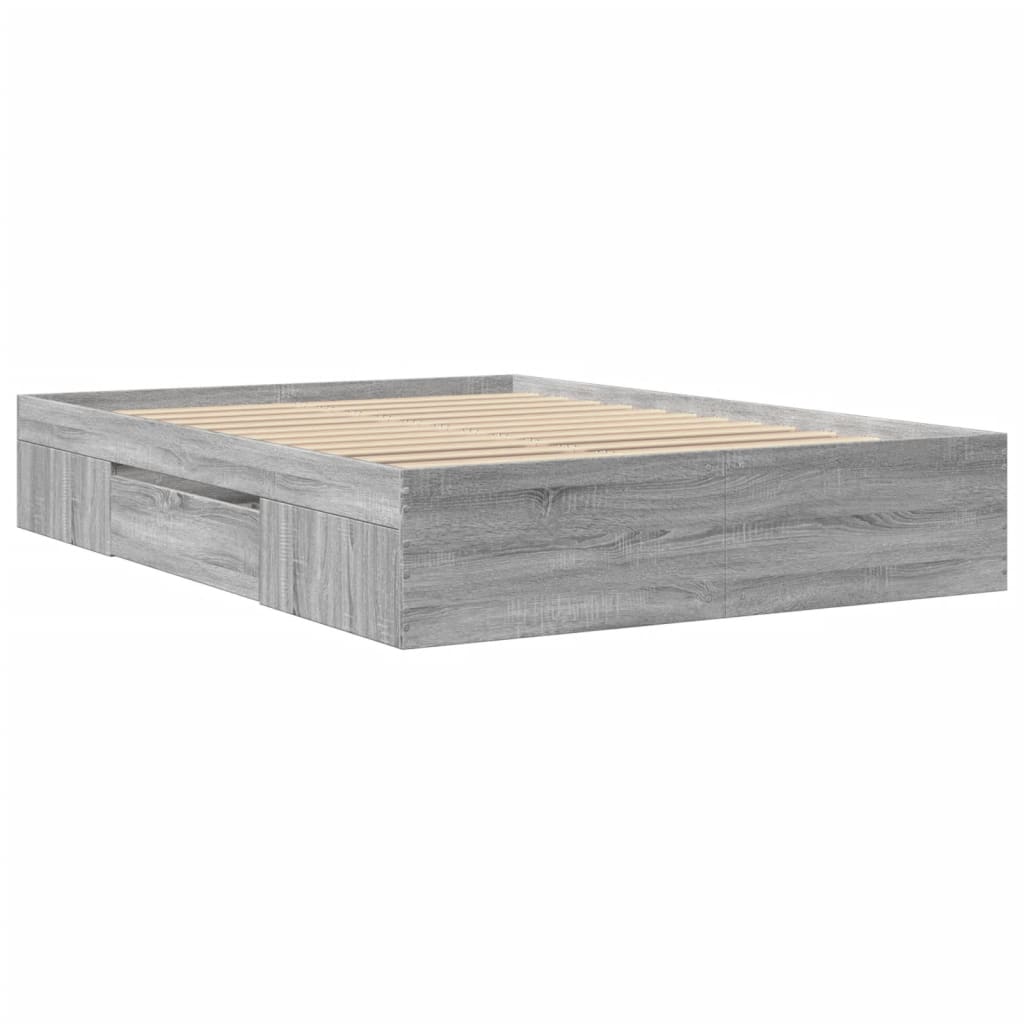 Bedframe bewerkt hout grijs sonoma eikenkleurig 140x190 cm