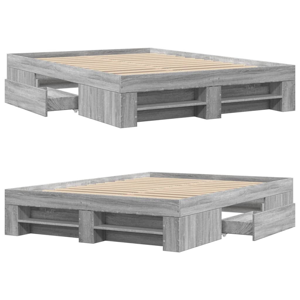 Bedframe bewerkt hout grijs sonoma eikenkleurig 140x190 cm