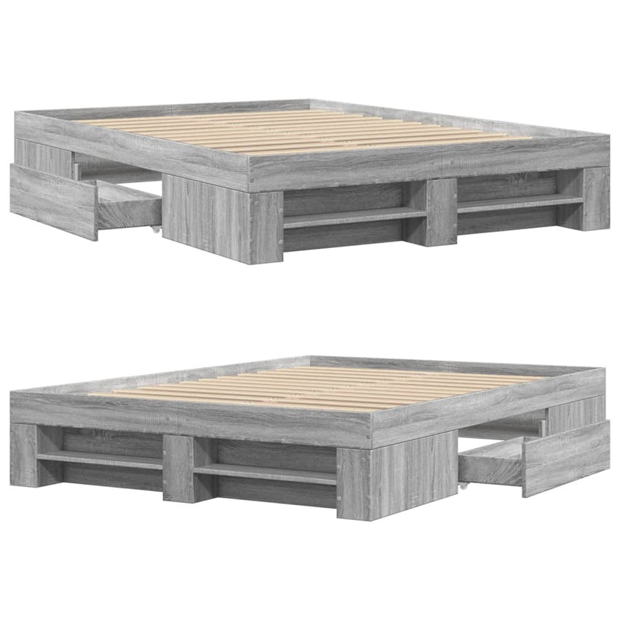 Bedframe bewerkt hout grijs sonoma eikenkleurig 140x190 cm