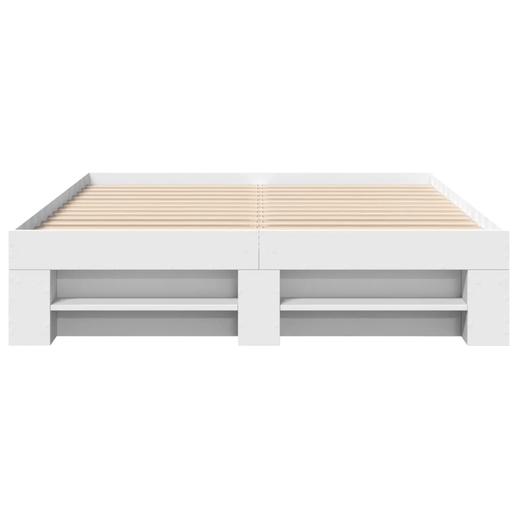 Bedframe bewerkt hout wit 135x190 cm