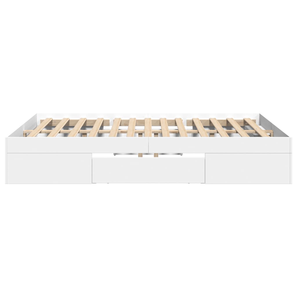 Bedframe bewerkt hout wit 135x190 cm