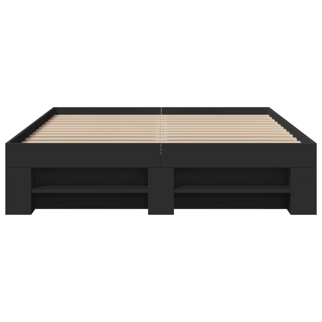Bedframe bewerkt hout zwart 135x190 cm