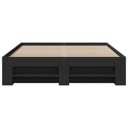Bedframe bewerkt hout zwart 135x190 cm