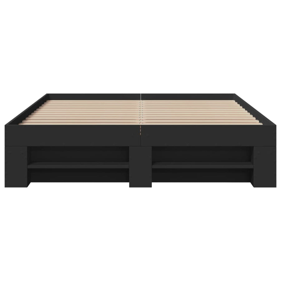 Bedframe bewerkt hout zwart 135x190 cm