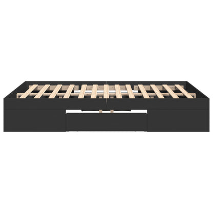 Bedframe bewerkt hout zwart 135x190 cm
