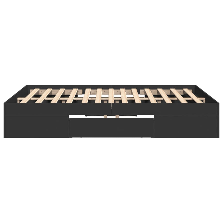 Bedframe bewerkt hout zwart 135x190 cm