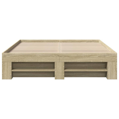 Bedframe bewerkt hout sonoma eikenkleurig 135x190 cm