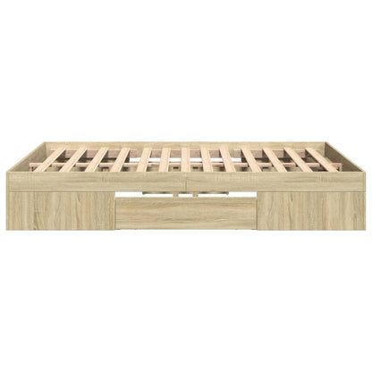 Bedframe bewerkt hout sonoma eikenkleurig 135x190 cm