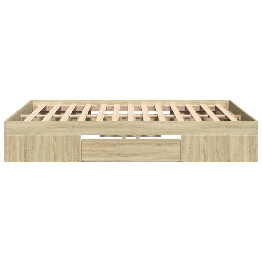 Bedframe bewerkt hout sonoma eikenkleurig 135x190 cm