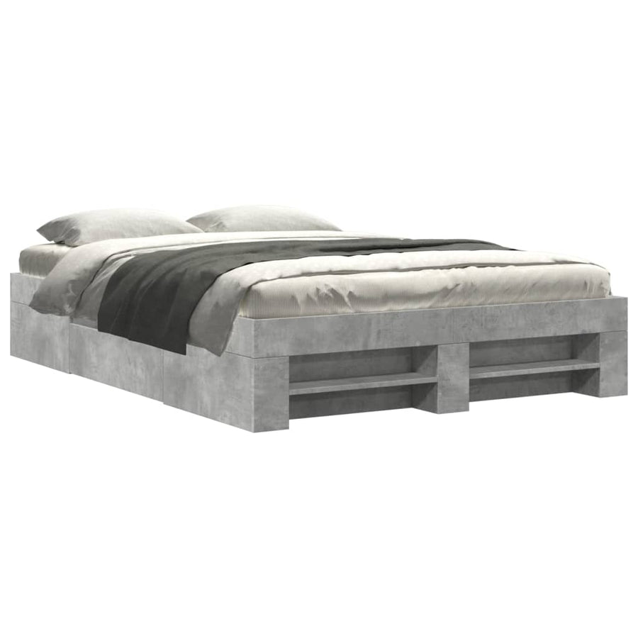 Bedframe bewerkt hout betongrijs 135x190 cm