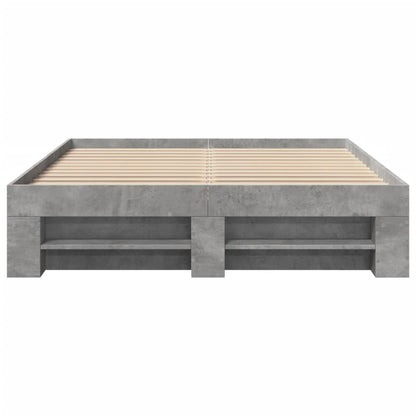 Bedframe bewerkt hout betongrijs 135x190 cm
