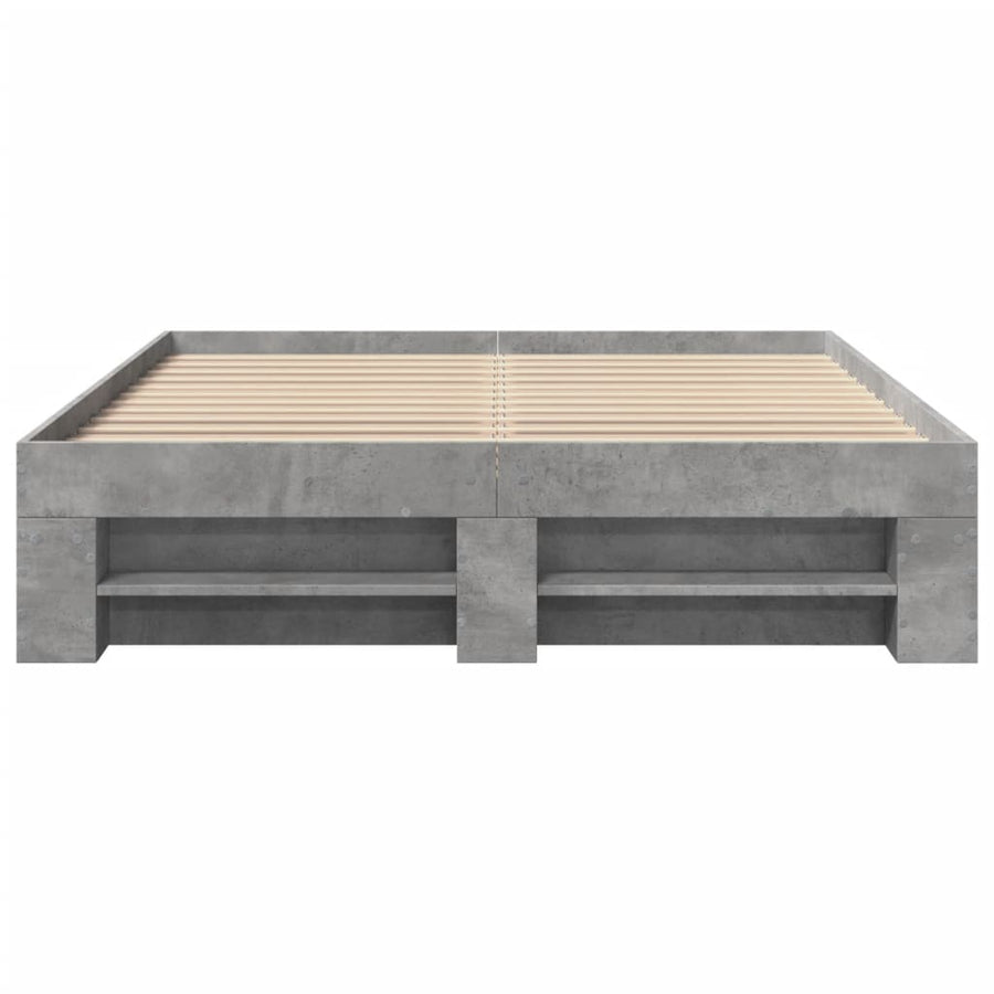 Bedframe bewerkt hout betongrijs 135x190 cm