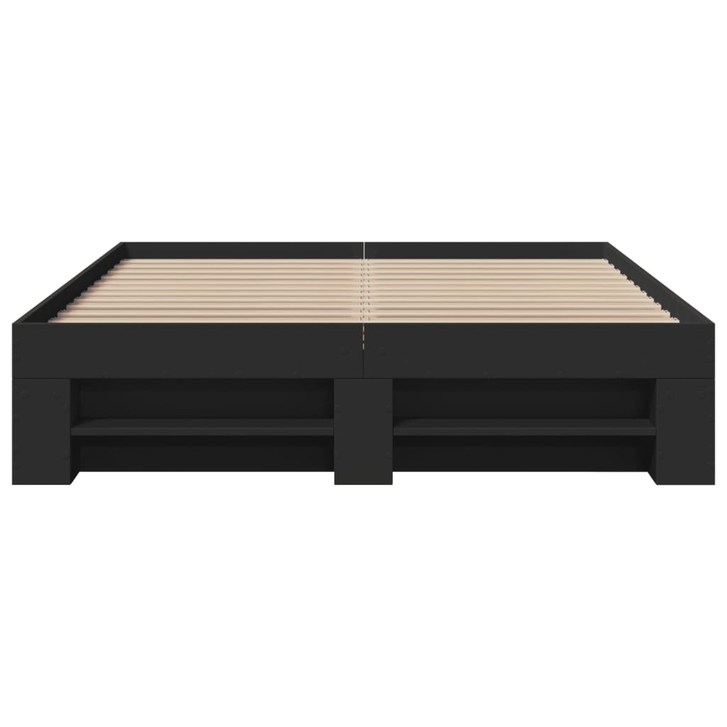 Bedframe bewerkt hout zwart 120x190 cm