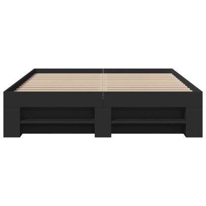Bedframe bewerkt hout zwart 120x190 cm