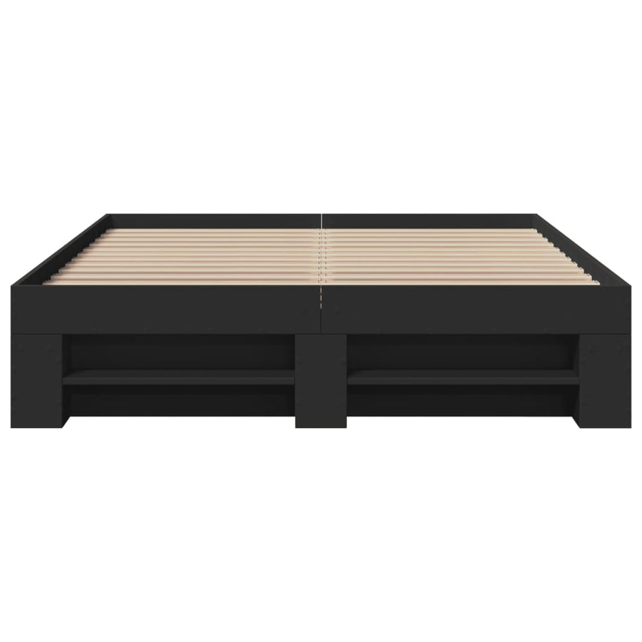 Bedframe bewerkt hout zwart 120x190 cm