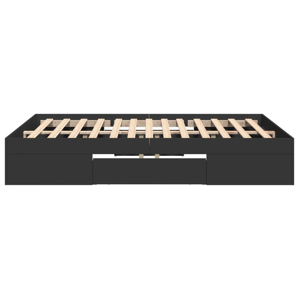 Bedframe bewerkt hout zwart 120x190 cm