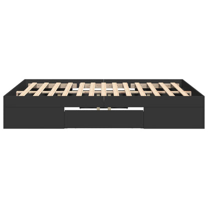 Bedframe bewerkt hout zwart 120x190 cm
