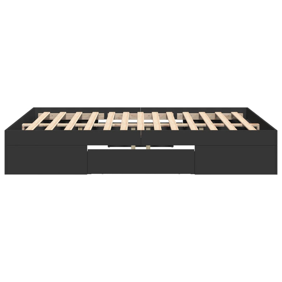 Bedframe bewerkt hout zwart 120x190 cm