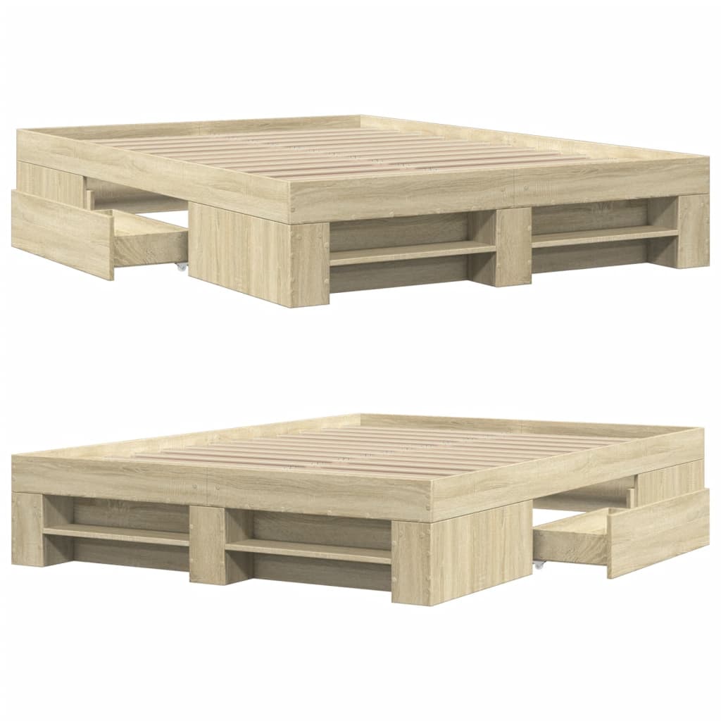 Bedframe bewerkt hout sonoma eikenkleurig 120x190 cm
