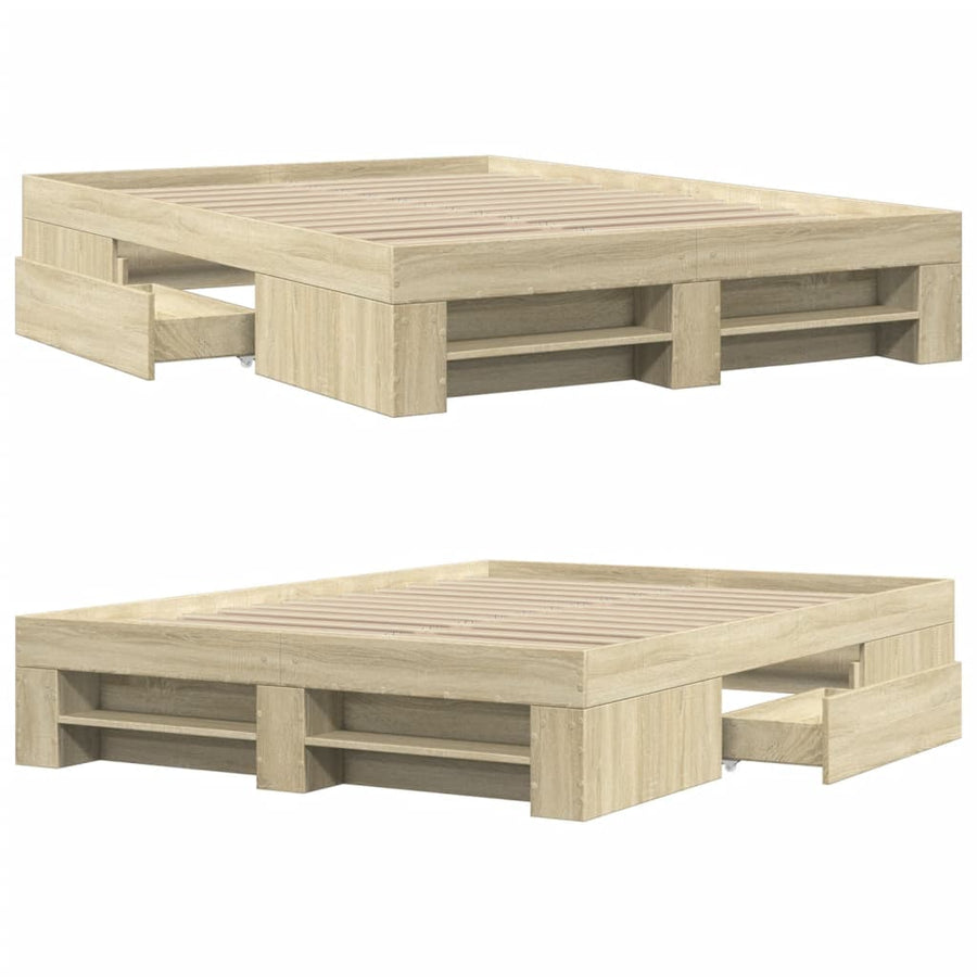 Bedframe bewerkt hout sonoma eikenkleurig 120x190 cm