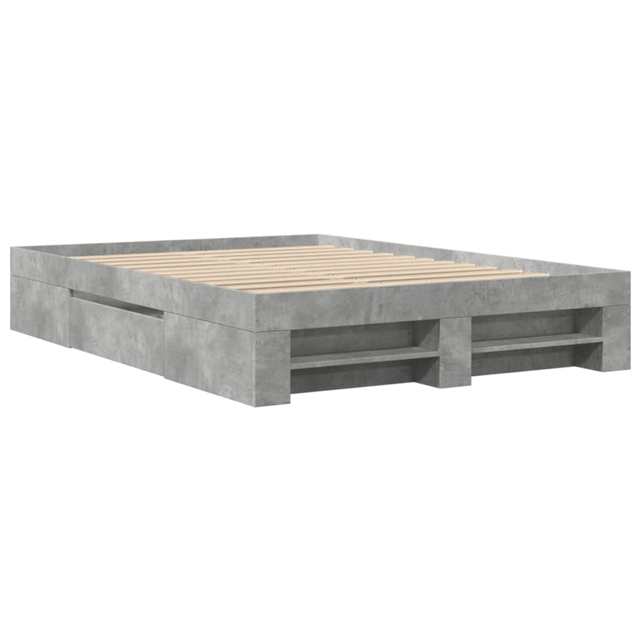 Bedframe bewerkt hout betongrijs 120x190 cm