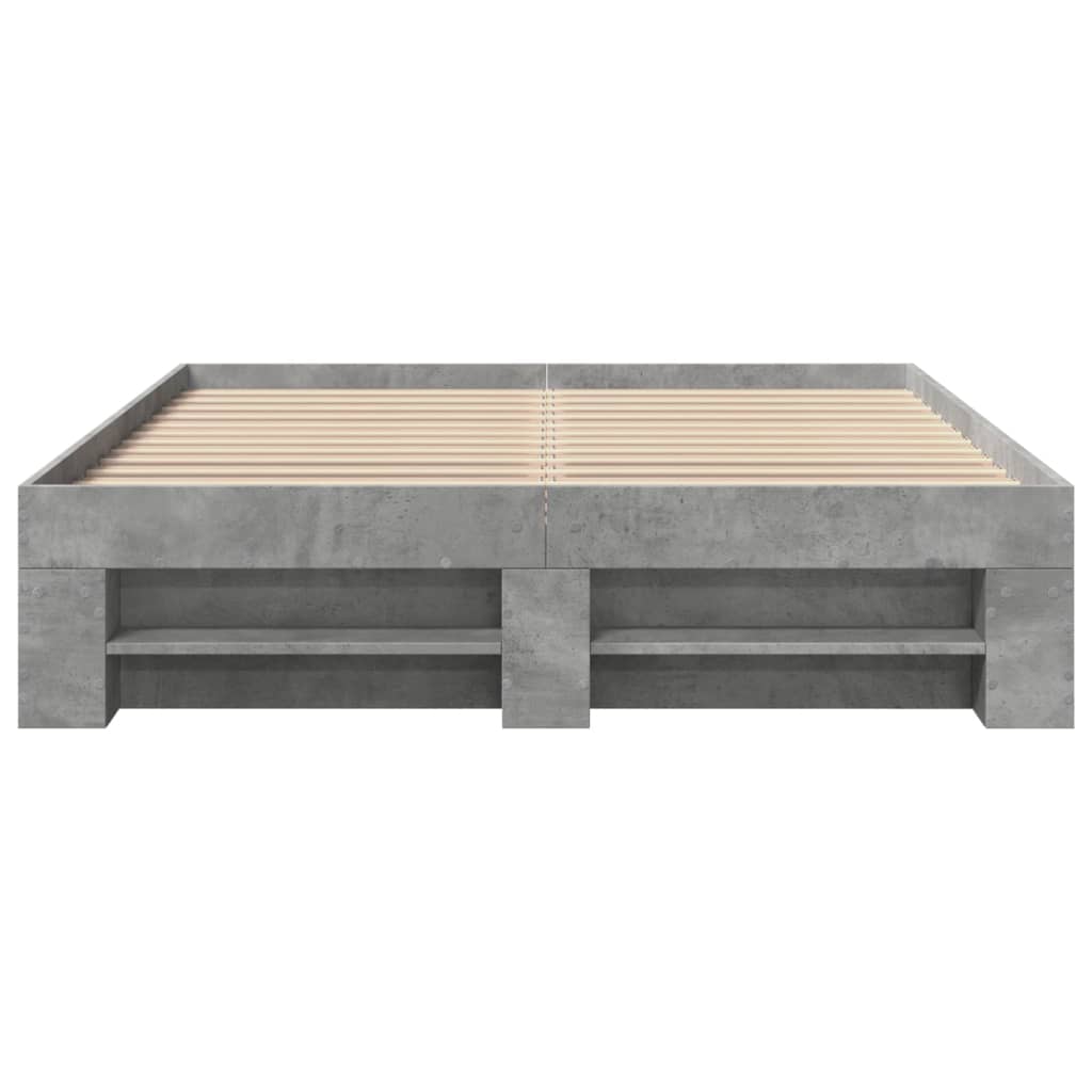 Bedframe bewerkt hout betongrijs 120x190 cm