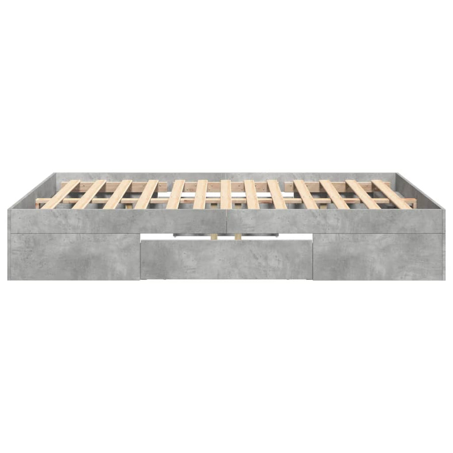 Bedframe bewerkt hout betongrijs 120x190 cm