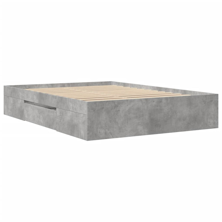 Bedframe bewerkt hout betongrijs 120x190 cm