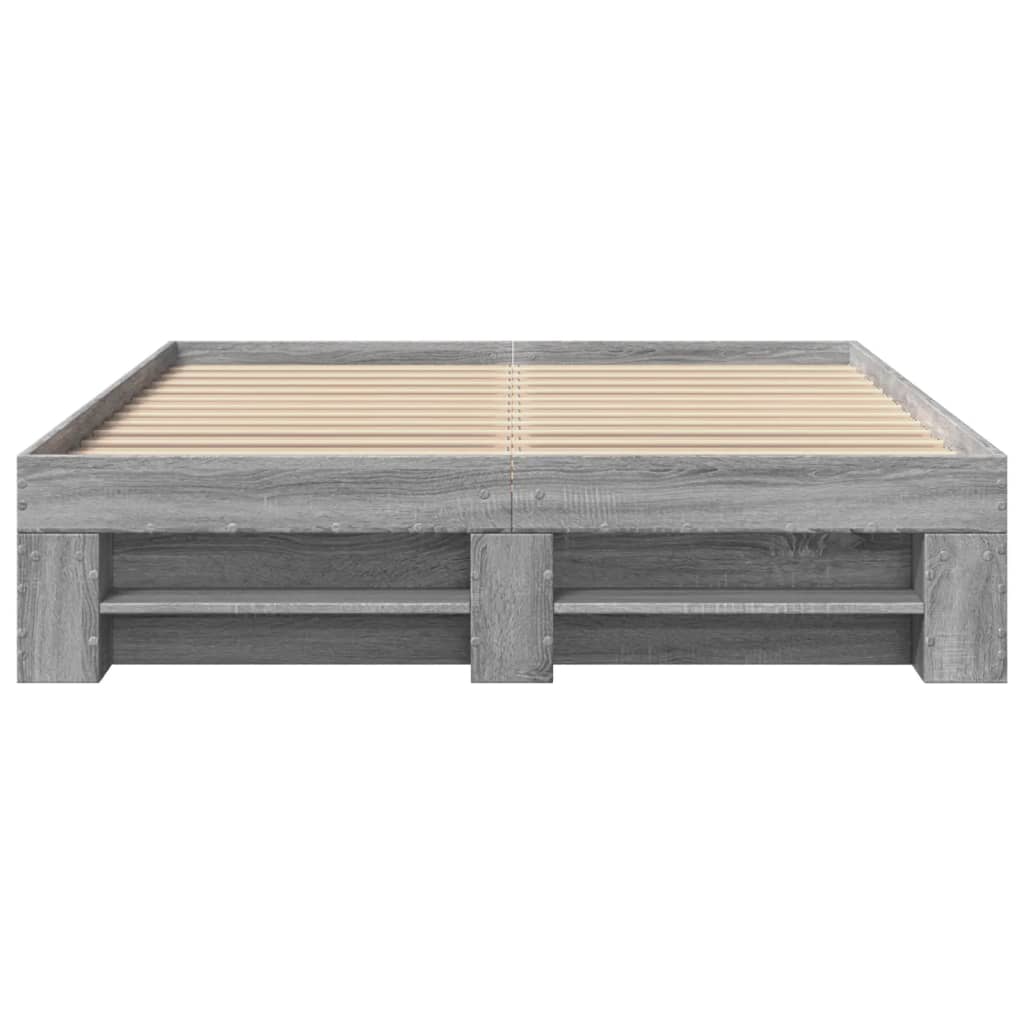 Bedframe bewerkt hout grijs sonoma eikenkleurig 120x190 cm