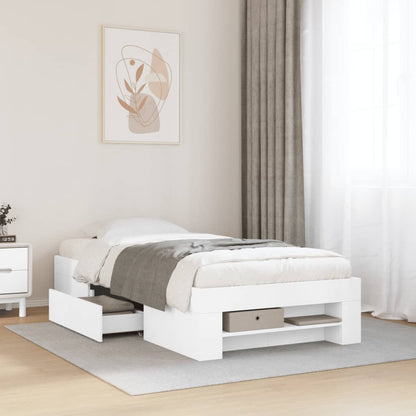 Bedframe bewerkt hout wit 90x190 cm