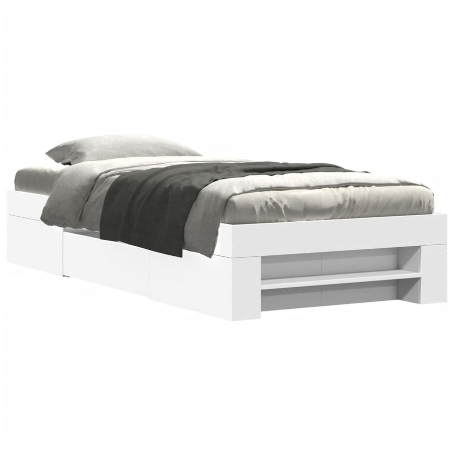 Bedframe bewerkt hout wit 90x190 cm