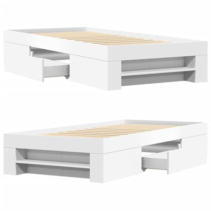 Bedframe bewerkt hout wit 90x190 cm