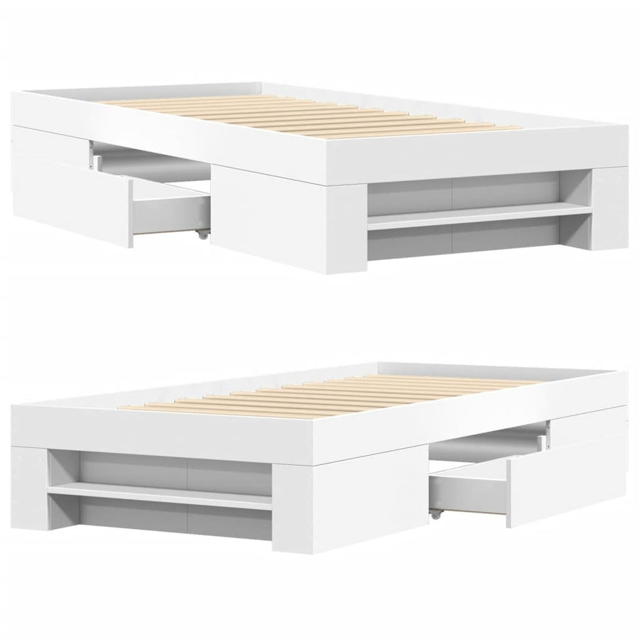 Bedframe bewerkt hout wit 90x190 cm
