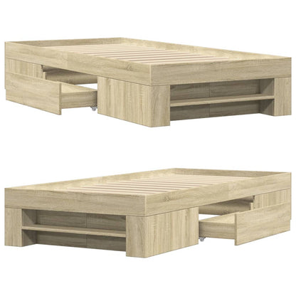 Bedframe bewerkt hout sonoma eikenkleurig 90x190 cm