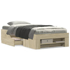 Bed frame without mattress wood Sonoma oak-colored 90x190 cm