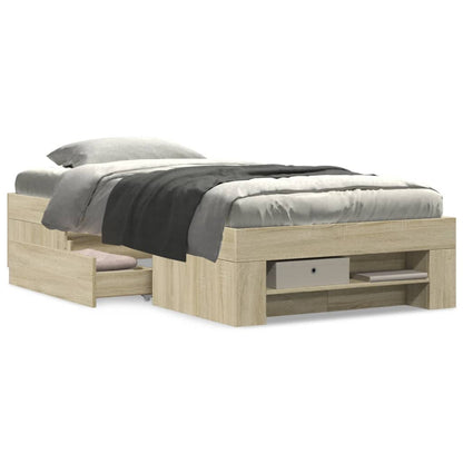 Bedframe bewerkt hout sonoma eikenkleurig 90x190 cm